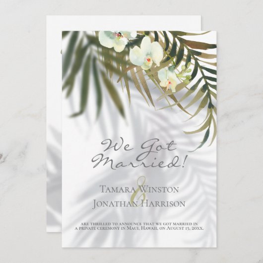 Tropisch palm en orchidee-schaduwstrand, gewoon ge kaart (Voorkant / Achterkant)