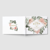 Tropisch palm en Rozen bruiloft monogram Gastenboek (Volledig)