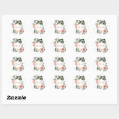 Tropisch Palm en Rozen Trouw Monogram Ronde Sticker (Vel)