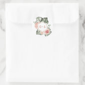 Tropisch Palm en Rozen Trouw Monogram Ronde Sticker (Tas)