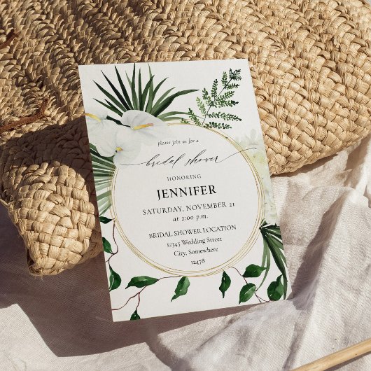 Tropisch palm en wit Vrijgezellenfeest Kaart