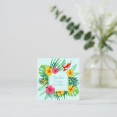 Tropisch Palm Frond Travel Agent Vierkante Visitekaartje (Staand voorkant)