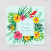 Tropisch Palm Frond Travel Agent Vierkante Visitekaartje (Voorkant)