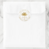 Tropisch palm Gold Round Return-adres Ronde Sticker (Tas)