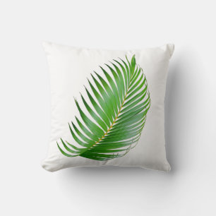 Tropisch palm groen blad op wit kussen