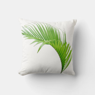 Tropisch palm groen blad op witte kussenhoes kussen