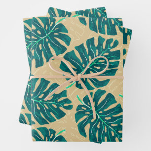 Tropisch Palm Groenbeige Inpakpapier Vel