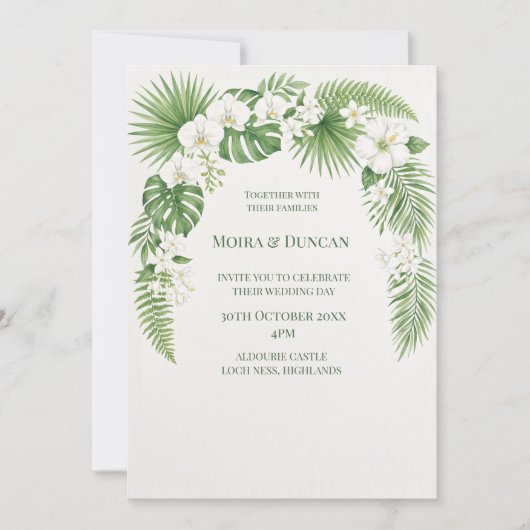 Tropisch Palm Groene Huwelijk Kaart (Voorkant)