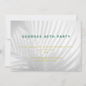 Tropisch palm groene neonscript verrassingsverjaar save the date (Achterkant)