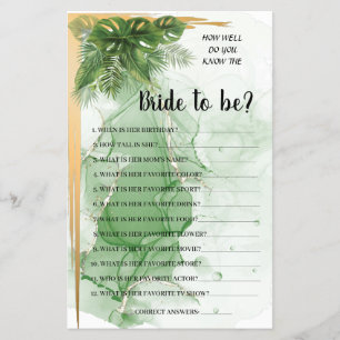 Tropisch palm Ken je het spel van de Bride Shower? Flyer