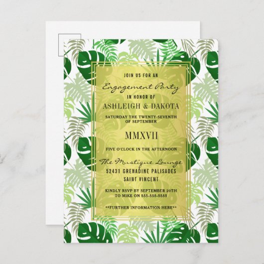 Tropisch palm laat botanische verlofpartij achter uitnodiging briefkaart (Voorkant / Achterkant)
