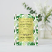 Tropisch palm laat botanische verlofpartij achter uitnodiging briefkaart (Staand voorkant)