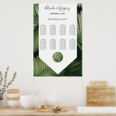 Tropisch palm laat Greenery Wedding Seding Chart a Poster (Keuken)