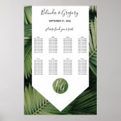Tropisch palm laat Greenery Wedding Seding Chart a Poster (Voorkant)