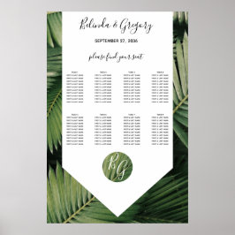 Tropisch palm laat Greenery Wedding Seding Chart a Poster