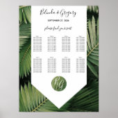 Tropisch palm laat Greenery Wedding Seding Chart a Poster (Voorkant)