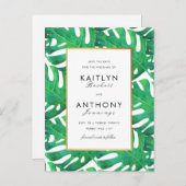 Tropisch palm laat het strand stranden om de datum aankondigingskaart (Voorkant / Achterkant)