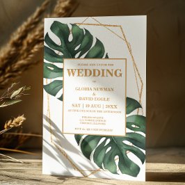 Tropisch palm laat QR Code Weddenschap uitnodigen Kaart