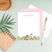 Tropisch palm laat roze Flamingo Custom Name Notitiekaartje