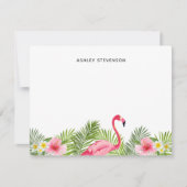 Tropisch palm laat roze Flamingo Custom Name Notitiekaartje (Voorkant)