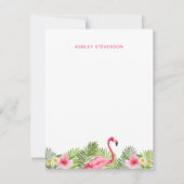 Tropisch palm laat roze Flamingo Custom Name Notitiekaartje (Voorkant)