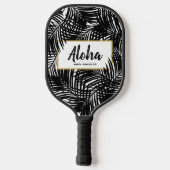 Tropisch palm Leaf Aloha Black White Pickleball Paddle (Achterkant)