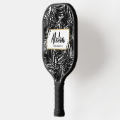 Tropisch palm Leaf Aloha Black White Pickleball Paddle (Links)