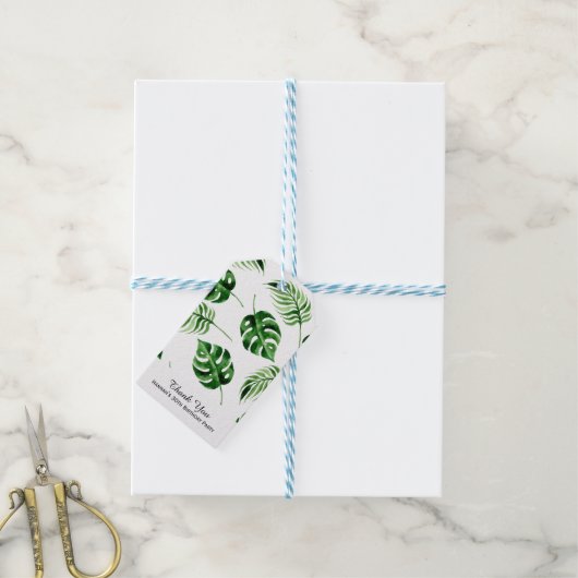 Tropisch palm Leaf Birthday Cadeaulabel (Met Touw)