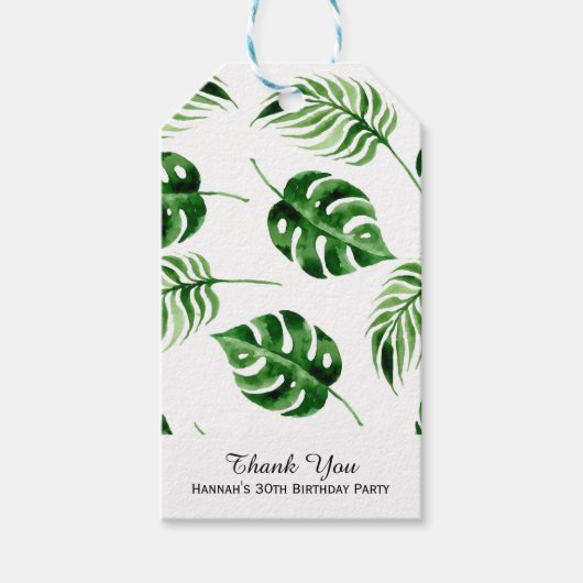 Tropisch palm Leaf Birthday Cadeaulabel (Voorkant)