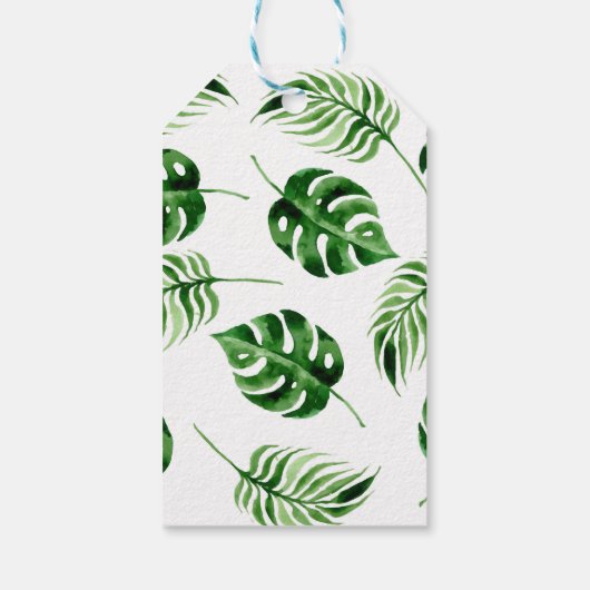 Tropisch palm Leaf Birthday Cadeaulabel (Achterkant)