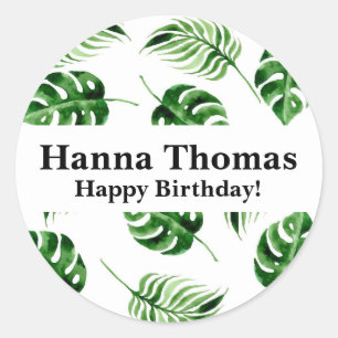 Tropisch palm Leaf Birthday Ronde Sticker
