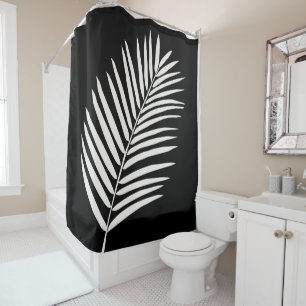 Tropisch palm Leaf Black Douchegordijn