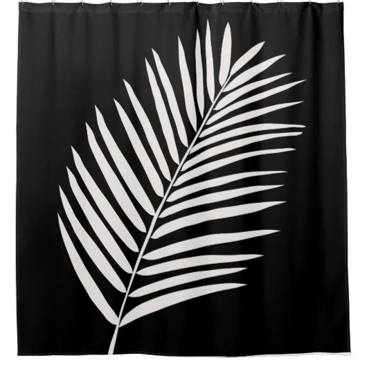Tropisch palm Leaf Black Douchegordijn (Voorkant)