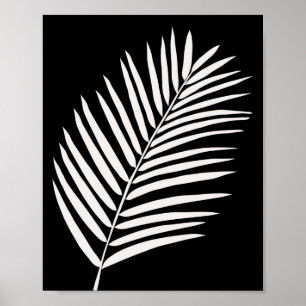 Tropisch palm Leaf Black Poster