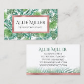 Tropisch palm Leaf Botanical Faux Roos Gold Visitekaartje (Voorkant / Achterkant)