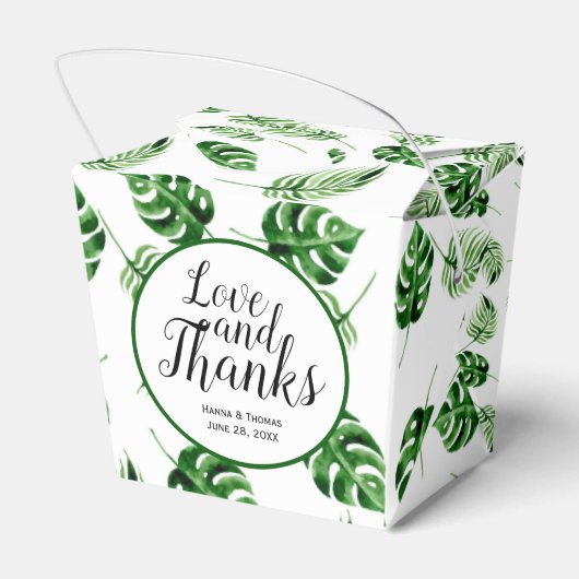 Tropisch palm Leaf Destination Weddenschap Bedankt Bedankdoosjes (Achterkant)