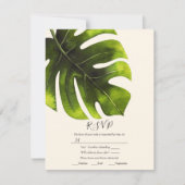 Tropisch palm Leaf Elegant Modern Wedding RSVP Kaart (Voorkant)