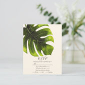 Tropisch palm Leaf Elegant Modern Wedding RSVP Kaart (Staand voorkant)