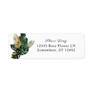 Tropisch palm Leaf Gold 1 Return Address Label