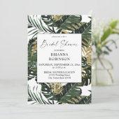 Tropisch Palm Leaf & Gold Greenery Vrijgezellenfee Kaart (Staand voorkant)