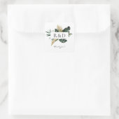 Tropisch Palm Leaf Goud Monogram - Vierkante Sticker (Tas)