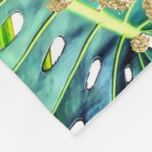 Tropisch palm Leaf Greenery Pattern Gold Glitter Fleece Deken (Hoek)