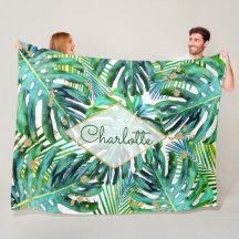 Tropisch palm Leaf Greenery Pattern Gold Glitter