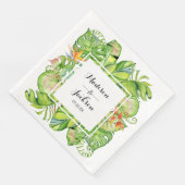 Tropisch palm Leaf Island Wreath Weddenschap Monog Servetten (Hoek)
