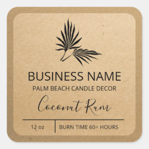 Tropisch palm Leaf Kraft Soy Candle Labels