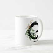 Tropisch palm Leaf Letter G Monogram Gepersonalise Koffiemok (Voorkant rechts)
