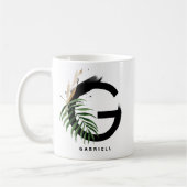 Tropisch palm Leaf Letter G Monogram Gepersonalise Koffiemok (Links)