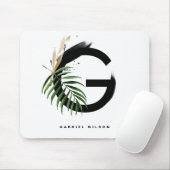Tropisch palm Leaf Letter G Monogram Gepersonalise Muismat (Met muis)
