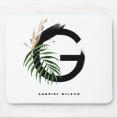 Tropisch palm Leaf Letter G Monogram Gepersonalise Muismat (Voorkant)