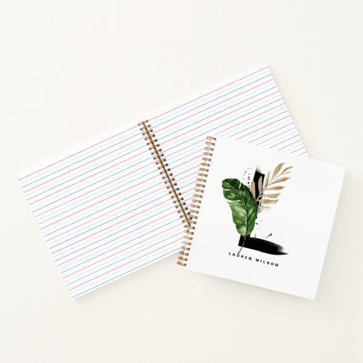 Tropisch palm Leaf Letter L Monogram Gepersonalise Notitieboek (Binnen)